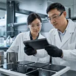 展示制造商在实验室内进行导热树脂配方设计、混合与初步验证的真实工业场景。