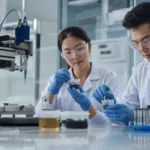 展示微电子灌封前对低应力UV胶进行配方与样品验证的制造商实验室环境。